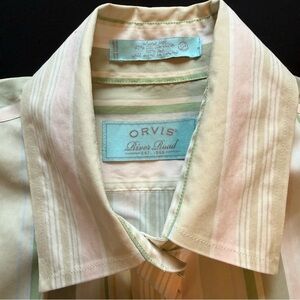 Orvis Pastel Striped Shirt Spring Summer Cotton Silk River Road.